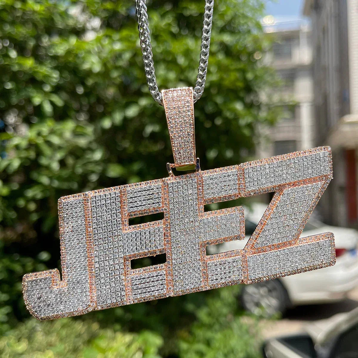 All Caps Bold and Bling Iced Out Personalized Custom Name Necklace Pendant - Luxury Custom Jewelry - CaratixJewelry